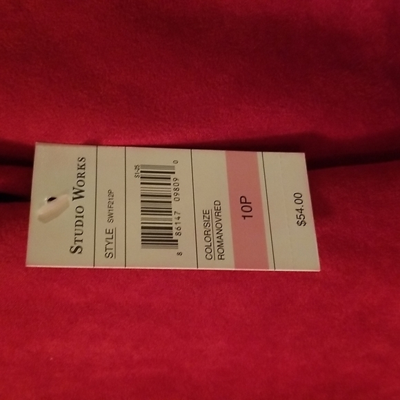 NWT Studio Works Petite 10P Faux Suede Zip Up Romanov Red Shirt Jacket Blazer - Picture 3 of 6